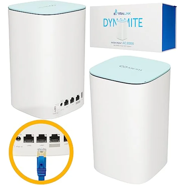 EXTRALINK Dynamite C31 AC3000 Mesh WLAN Router 3000Mb/s, Dual Band 5GHz 2,4GHz, Gigabit Repeater, USB Mesh-WiFi-System - Weiß