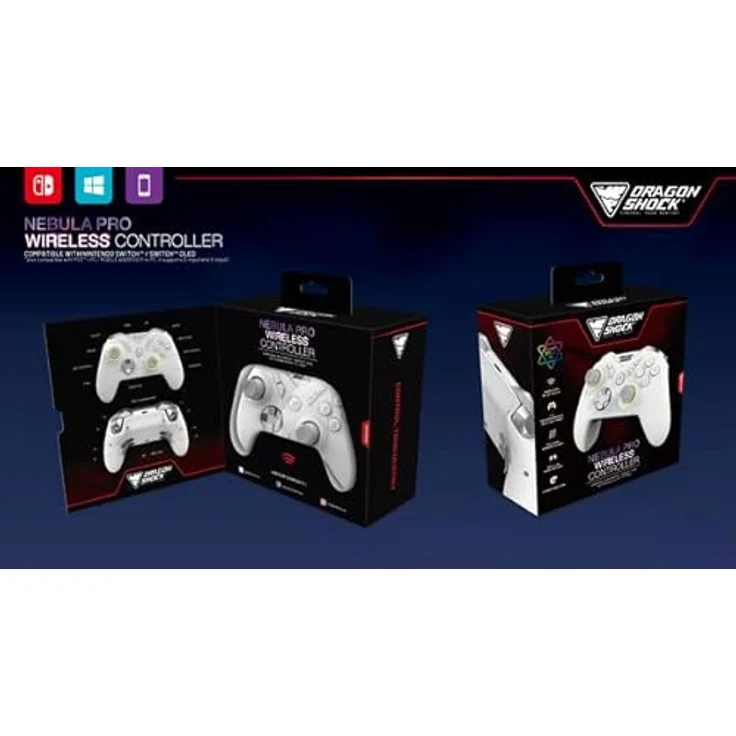 DragonShock NEBULA PRO Wireless Controller | Bluetooth-Verbindung, RGB-LEDs, Doppelmotoren | Weiß – Bild 4