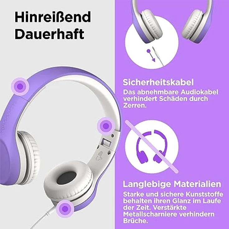 LilGadgets Connect+ Volume Begrenzte Wired Kopfhörer Mit Shareport Für Kinder Lila – Bild 4