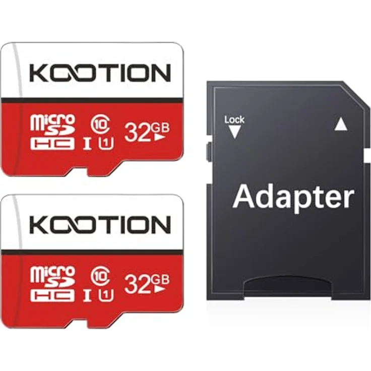 KOOTION Micro SD Karte 32GB, MicroSDHC Class 10, UHS-I U1 A1, 2er Pack mit Adapter für Android, Kameras und Tablets – Bild 1