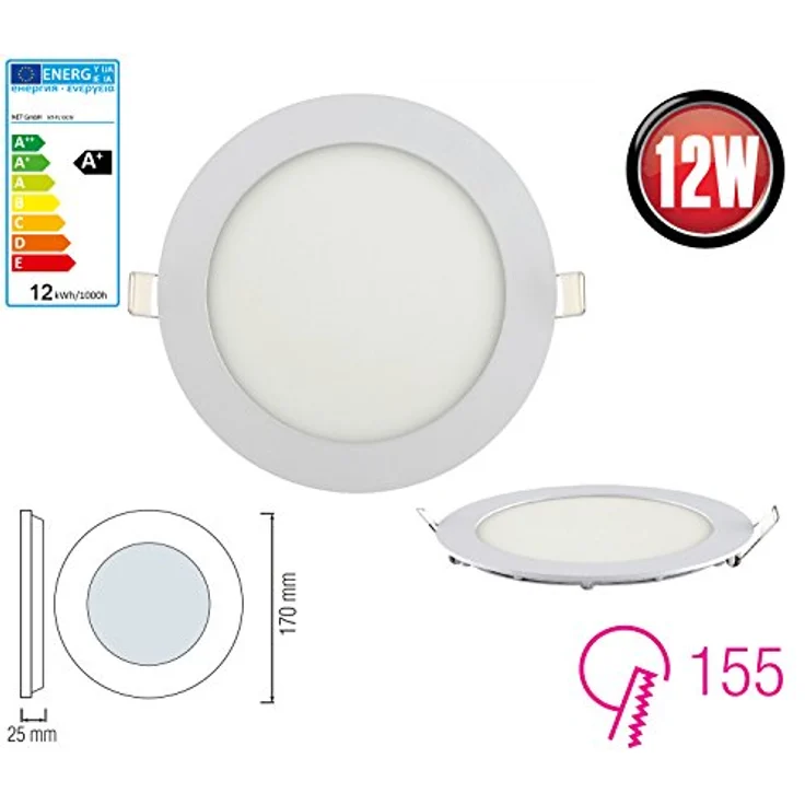 ENERGMiX 12 Watt Runder LED Panel Slim Flach Unterputz Einbauleuchte Einbaulampe Deckenleuchte Deckenlampe Lampe Rund Ø 170mm Warmweiss inkl. Trafo - Niedriger Verbrauch, hohe Lichtleistung – Bild 2