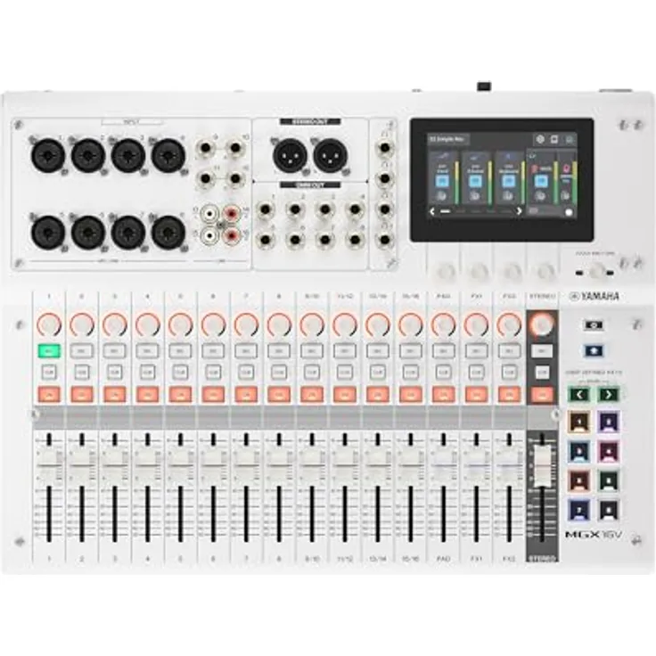 Yamaha MGX16V WH, 16-Kanal Digitalmischpult mit HDMI-zu-USB-Audioeingang, 4.3" Touchscreen und Bluetooth 5.0, weiß