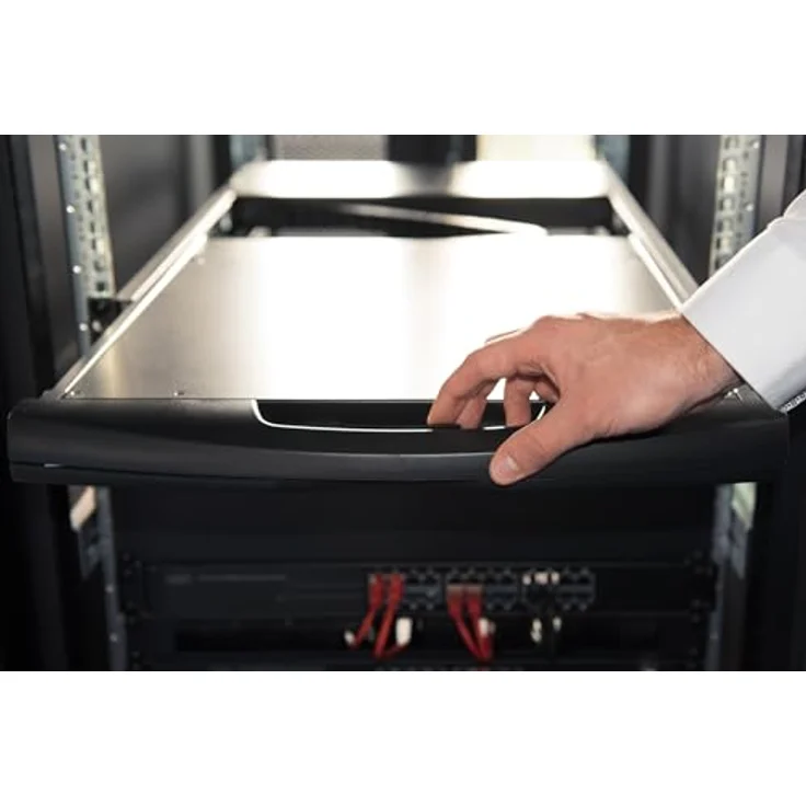 DIGITUS 19" KVM-Konsole, FullHD 1920x1080, 16 Port VGA-Switch mit GE-Tastatur für 19 Zoll Netzwerkschränke, Schwarz – Bild 4