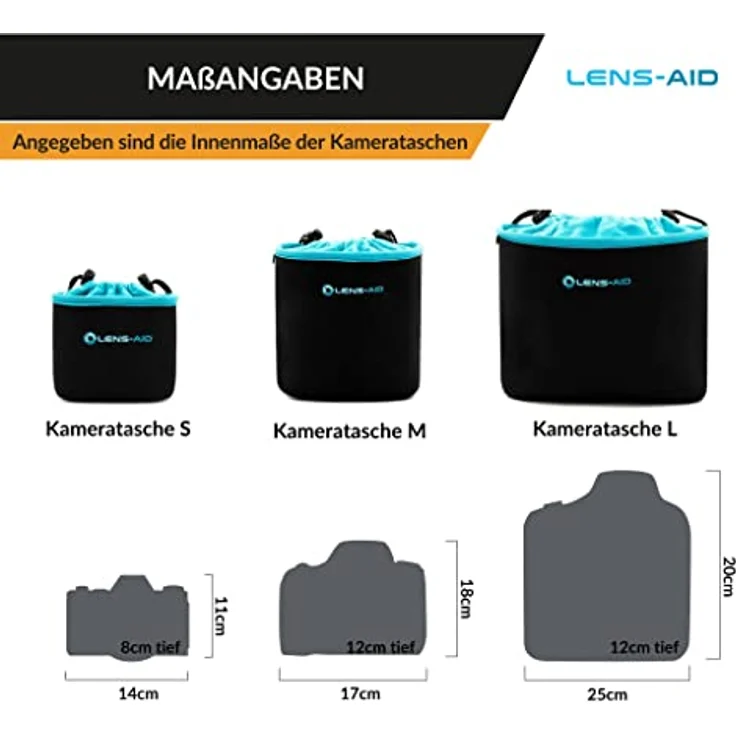 Lens-Aid Neopren Kamerabeutel mit Fütterung zum Schutz der Kamera-Ausrüstung, Kameratasche für Rucksack und Handtasche als Einschlagtuch-Ersatz (L)… – Bild 4