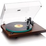 Lenco LBT-225WA - Plattenspieler mit Riemenantrieb, Bluetooth® und Anti-Skating - Schallplattenspieler mit Plattenteller aus Glas - Dunkelbraun