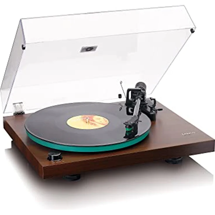 Lenco LBT-225WA - Plattenspieler mit Riemenantrieb, Bluetooth® und Anti-Skating - Schallplattenspieler mit Plattenteller aus Glas - Dunkelbraun – Bild 1