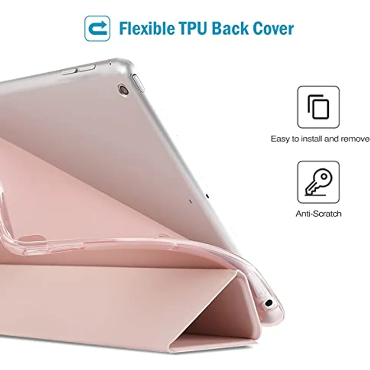 ProCase Soft Hülle für iPad 9.7 Zoll 6./5. Generation, Air 1/2 - Weiche TPU Schutzhülle mit Auto Schlaf/Wach-Modus, Rosa – Bild 3