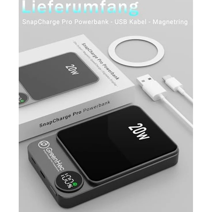 GreenHec SnapCharge Pro, MagSafe Powerbank für iPhone 12-17 Pro Max, 10000mAh, magnetisch und kabellos – Bild 7