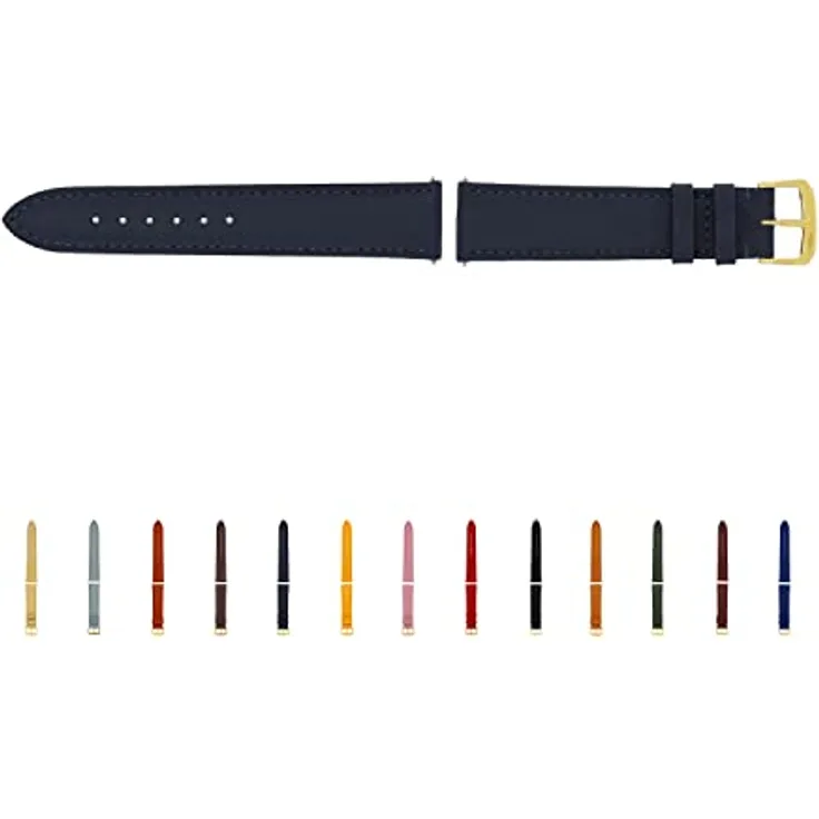 SELVA Uhrenarmband, 22 mm, Leder, Ozeanblau mit goldener Schließe, Handgefertigt in Deutschland, Quick Release Federstege
