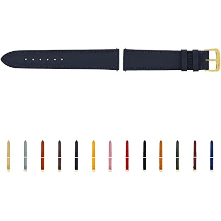 SELVA Uhrenarmband, 22 mm, Leder, Ozeanblau mit goldener Schließe, Handgefertigt in Deutschland, Quick Release Federstege – Bild 1
