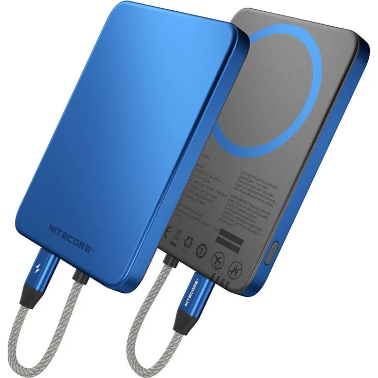 Nitecore Pocket 5, Powerbank 5000mAh, ultradünn, kobaltblau, mit magnetischer Befestigung und intelligenter Ladetechnologie