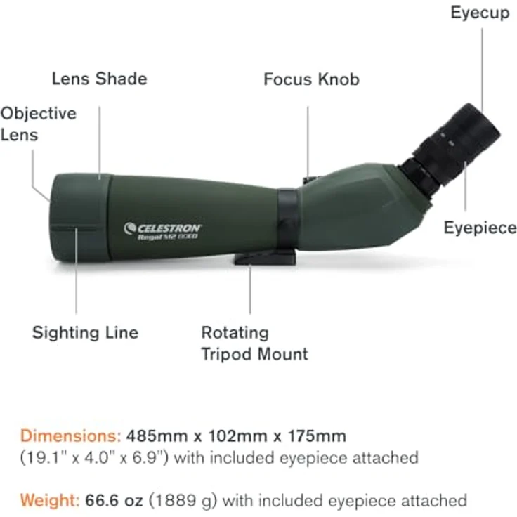 Celestron Regal M2, Fernglas 60x80 mm mit ED-Optik, wasserdicht, grün, inklusive Tragetasche – Bild 9