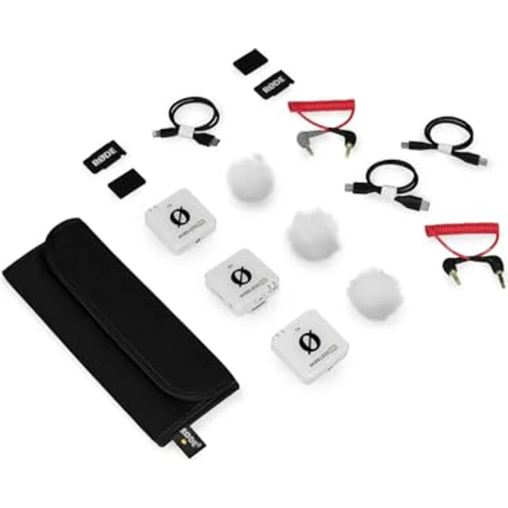 RØDE Wireless ME Dual Mikrofon Funksystem Weiss + 2X Interview GO Handadapter + 2X keepdrum Fell-Windschutz, Ideal für Videofilmer/Podcasts/Präsentationen – Bild 3