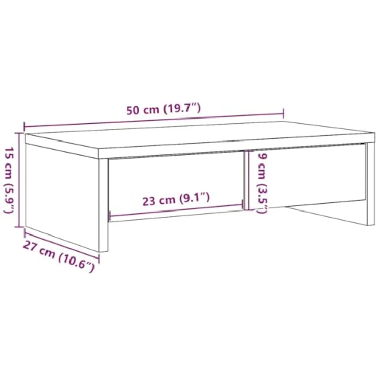 vidaXL Monitorständer mit Schubladen, Altholz-Optik, 50x27x15 cm, robuster Holzwerkstoff, pflegeleicht – Bild 3