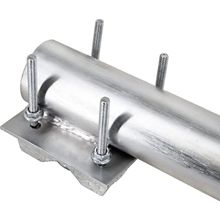 PremiumX Balkon-Halter 100cm Ø 48mm Stahl Mast Geländer-Halterung für Satelliten-Schüssel und Antennen, inklusive 2 verzinkten Schellen – Bild 4