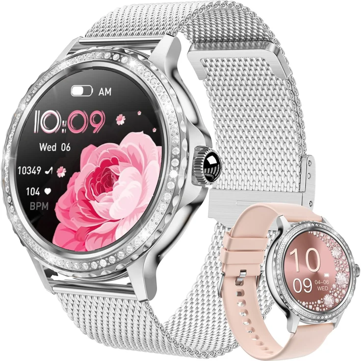 mc star Smartwatch Damen, IP68 Wasserdicht Fitness Tracker mit Zyklusmanagement und Schlafmonitor für iOS und Android