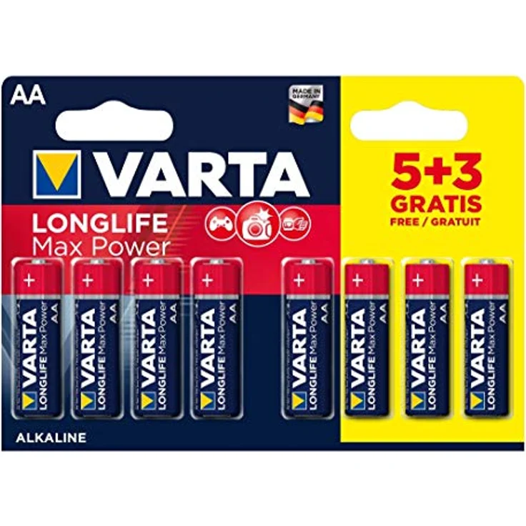 Varta 4703101428 Longlife Max Power (Max Tech) Alkaline Batterie, AA LR6, Packung mit 5 + 3 Batterien - Design kann abweichen, Sparpackung, Werbeartikel – Bild 2