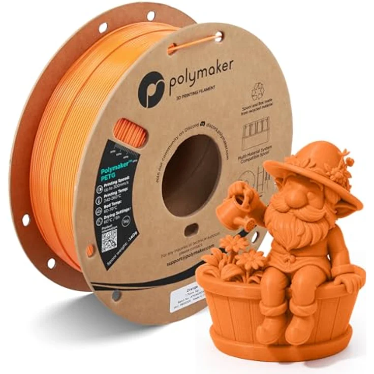 Polymaker PETG Orange 3D-Drucker-Filament, 1,75 mm, 1 kg, hohe Festigkeit, schnelles Drucken bis zu 300 mm/s, hervorragende Schichthaftung, verwindungsfrei – Bild 1