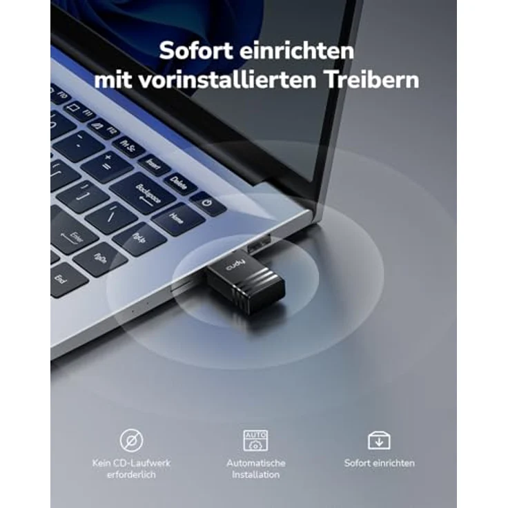 Cudy AX900 WU900 1.0, Dual-Band Wi-Fi 6 USB Adapter, 600 Mbit/s, kabellos, schwarz – Bild 4