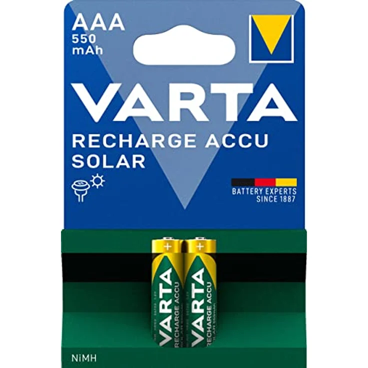 VARTA Recharge Akku Solar AAA Micro (550 mAh Ni-Mh Akku, wiederaufladbar ohne Memory Effekt) 2er Pack – Bild 2