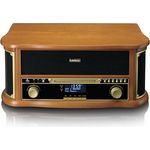 Lenco TCD-2571 Plattenspieler für Schallplatten - Bluetooth Plattenspieler mit Lautsprecher - DAB+ Radio - CD-Player - Kassettendeck - 3 Geschwindigkeiten - Riemenantrieb - 2 x 5 Watt - Holz
