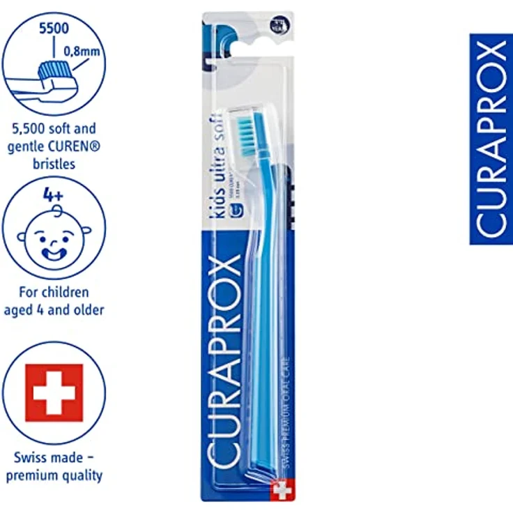 CURAPROX CS Kids Zahnbürste - Handzahnbürste für Kinder mit 5500 Ultra Soft CUREN Borsten und kleinem Bürstenkopf - Blau - Preisvergleich – Bild 2