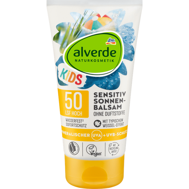 alverde NATURKOSMETIK Sonnenbalsam Kids sensitiv, LSF 50, 150 ml
