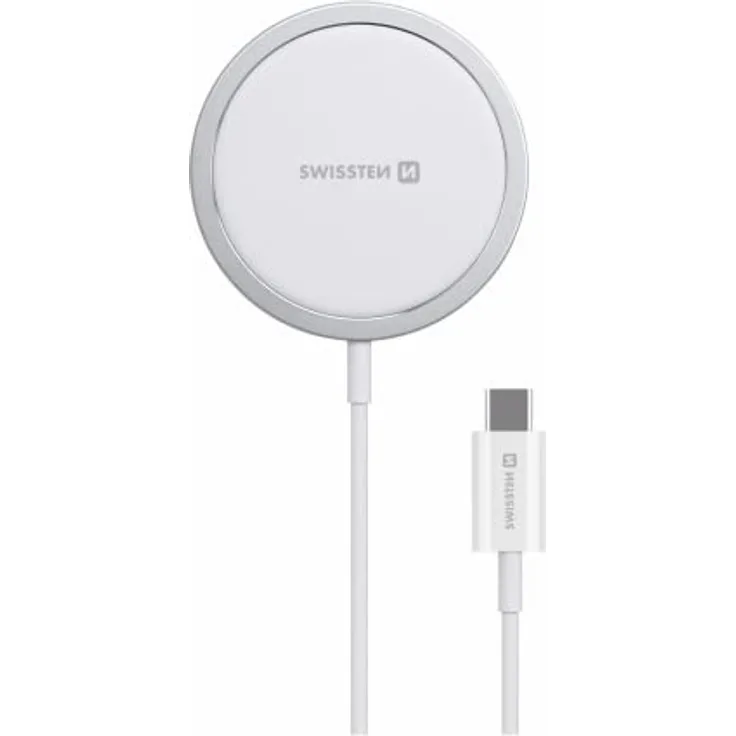 Swissten Magstick USB-C Kabel - Magnetisches kabelloses Ladegerät, kompatibel mit MagSafe, unterstützt schnelles Aufladen von bis zu 15 W - Länge 1,5 m