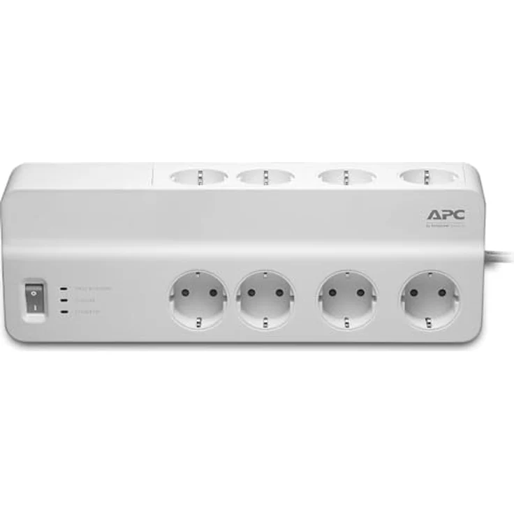 APC Surge Protector - PM8-GR - Steckdosenleiste mit Überspannungsschutz (8-fach Stecker Schuko, schaltbar, für PC, TV u.a., Farbe: weiß) – Bild 2