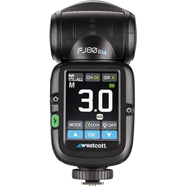 Westcott FJ80 II M Universal Touchscreen 80WS Speedlight, Aufsteckblitz mit 2,4-GHz-Funksystem, TTL-Kompatibilität und flexibler Blitzkopfverstellung – Bild 3
