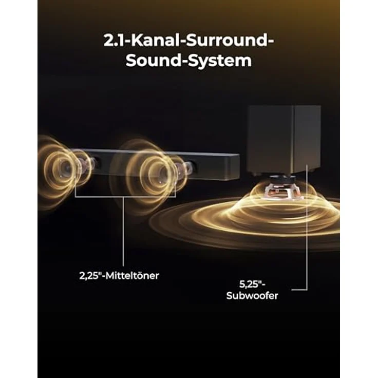 ULTIMEA Soundbar mit kabellosem Subwoofer, 240 W Spitzenleistung, Bluetooth® 6.0 und VoiceMX-Technologie – Bild 3