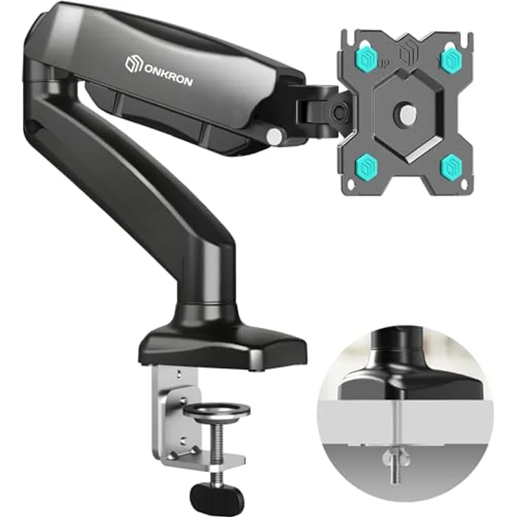 ONKRON G80-B Monitor Tischhalterung für 13-32 Zoll Bildschirme bis 8 kg - Gasdruckfeder, drehbar, schwenkbar, neigbar - Schwarz