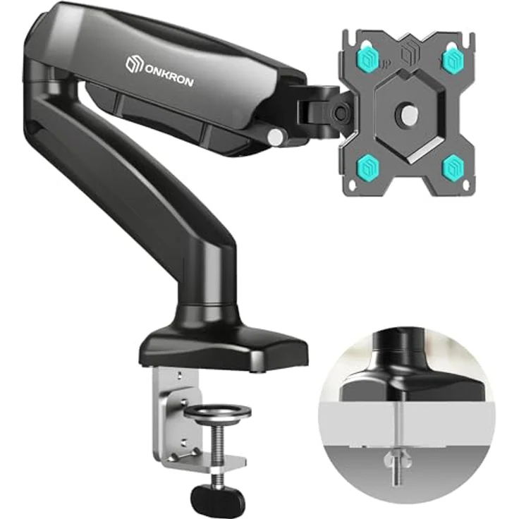 ONKRON G80-B Monitor Tischhalterung für 13-32 Zoll Bildschirme bis 8 kg - Gasdruckfeder, drehbar, schwenkbar, neigbar - Schwarz – Bild 1