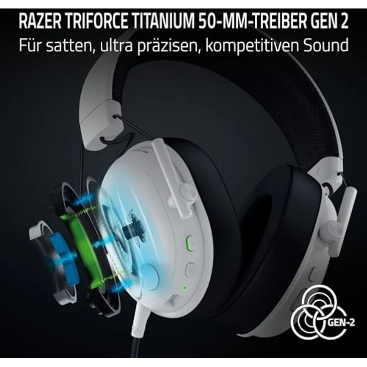 Razer BlackShark V3, kabelloses E-Sport-Headset mit Triforce 50mm Treibern, abnehmbarem Breitband-Mikrofon, THX Spatial Audio, Wireless 2,4GHz & Bluetooth, FPS-Profil, PC/Mac | Weiß – Bild 4