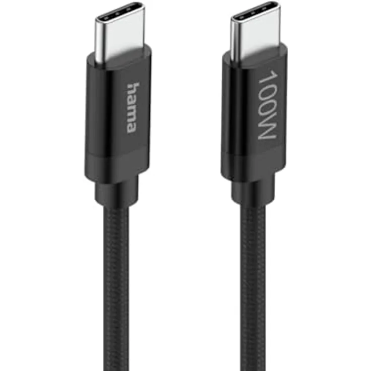 Hama Fabric USB-C Kabel, 0,48 Gbit/s, 100W, 1,5 m, Schwarz