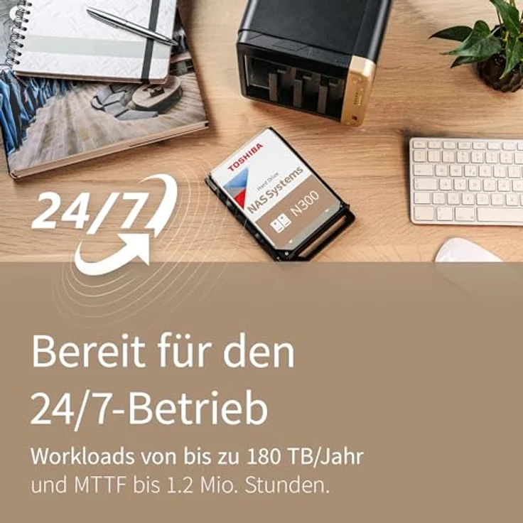 Toshiba 8.9cm (3.5") 4TB SATA3 NAS N300 7200RPM intern bulk Festplatte, 24/7 zertifiziert, 512MB Cache – Bild 3