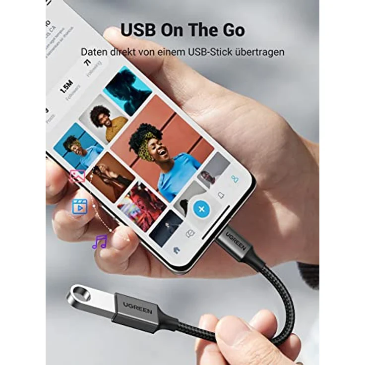 UGREEN USB C auf USB OTG Adapter, 10 Gbps Datenübertragung, kompatibel mit iPhone 17/16/15, iPad Pro, MacBook Pro, Galaxy S24/S23, Schwarz – Bild 3