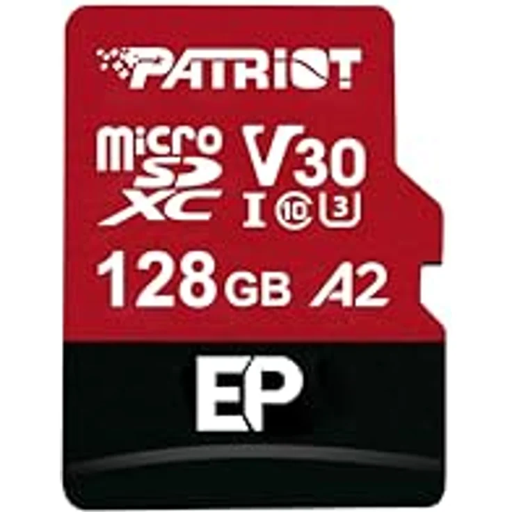 Patriot Memory EP A2 128 GB MicroSDXC V30 U3 Speicherkarte, Schwarz/Rote Farbvariante mit 80 MB/s Schreibgeschwindigkeit – Bild 2