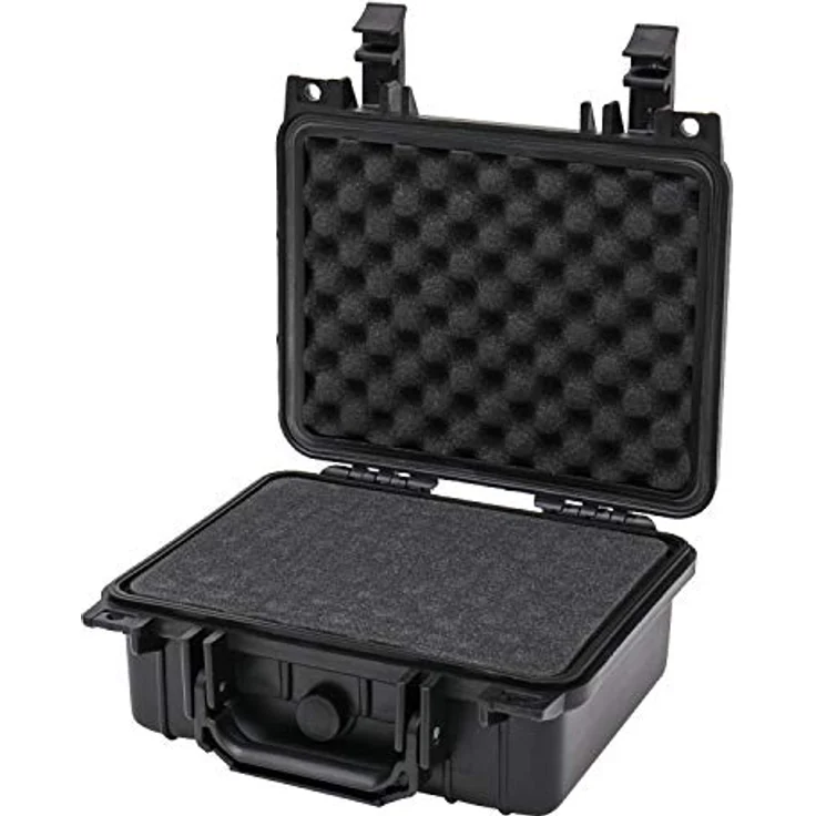 HMF ODK100 Outdoor-Fotokoffer, Transportkoffer mit Rasterschaumstoff | 27 x 24,5 x 13 cm, schwarz – Bild 1