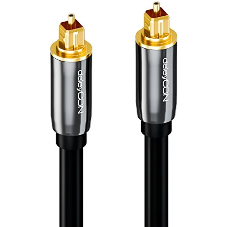 deleyCON Optisches Digital Audio Kabel - S/PDIF - 2x Toslink Stecker 1m - LWL Lichtwellenleiter Kabel - Metallstecker - 5mm - flexibel - Schwarz – Bild 2
