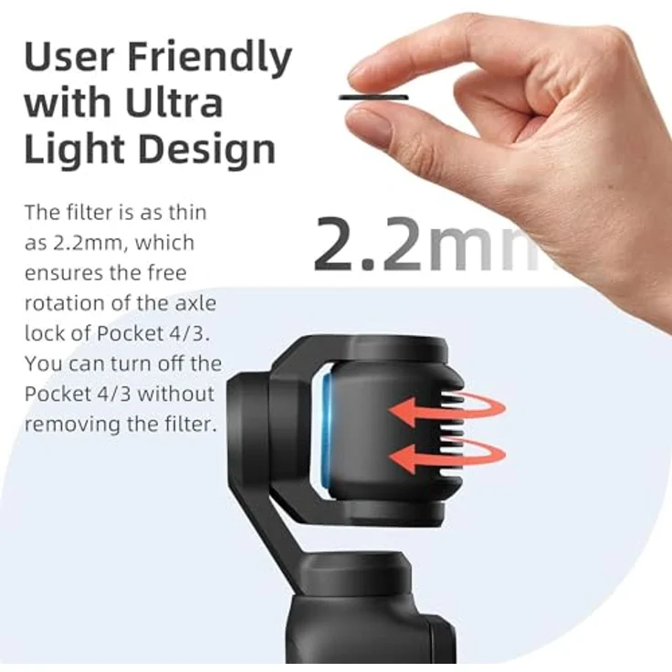 Wigento Variabler ND Linsenfilter VND 6-10 Stop für DJI Osmo Pocket 4/3, Magnetische Befestigung, Kompakt und leicht – Bild 3