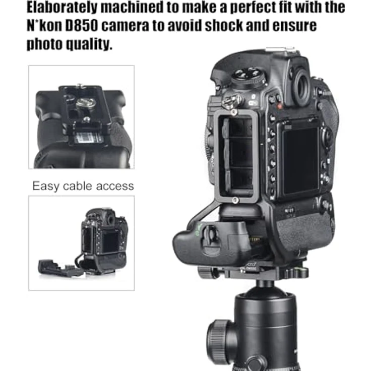 Sunwayfoto PNL-D850G L-Bracket für Nikon D850 + Grip, CNC-gefrästes Aluminium in langlebiger Eloxierung – Bild 4