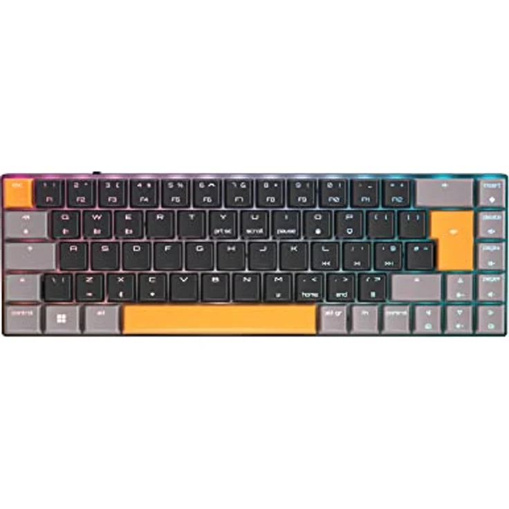 CHERRY MX-LP 2.1 Compact Wireless, kabellose kompakte Gaming-Tastatur mit 68 Tasten, Britisches Layout (QWERTY), RGB-Beleuchtung, mechanische MX Low Profile Speed Switches, schwarz – Bild 1