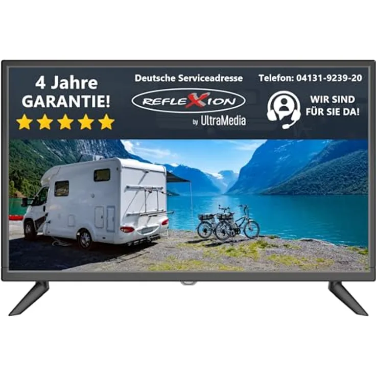 REFLEXION LED2425 LED Fernseher, 60 cm / 24 Zoll, Wohnwagen/Wohnmobil/Camping/Caravan/Boot/LKW TV, Full HD, Triple Tuner, 12/230 Volt, mit Aufnahmefunktion, schwarz