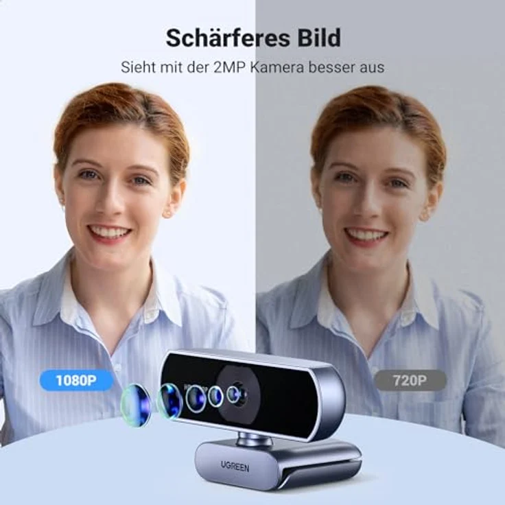 Ugreen Webcam Ugreen Kamera internetowa z mikrofonem Ugreen 15728 USB (srebrna), Grau – Bild 3