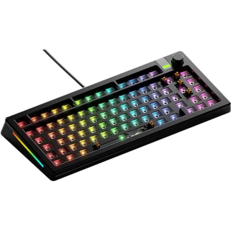 Glorious GMMK 3 Pro 75 % Barebone Gaming-Tastatur, ISO-Layout, schwarz (DE, Kabelgebunden) mit modularer Anpassbarkeit und RGB-Beleuchtung