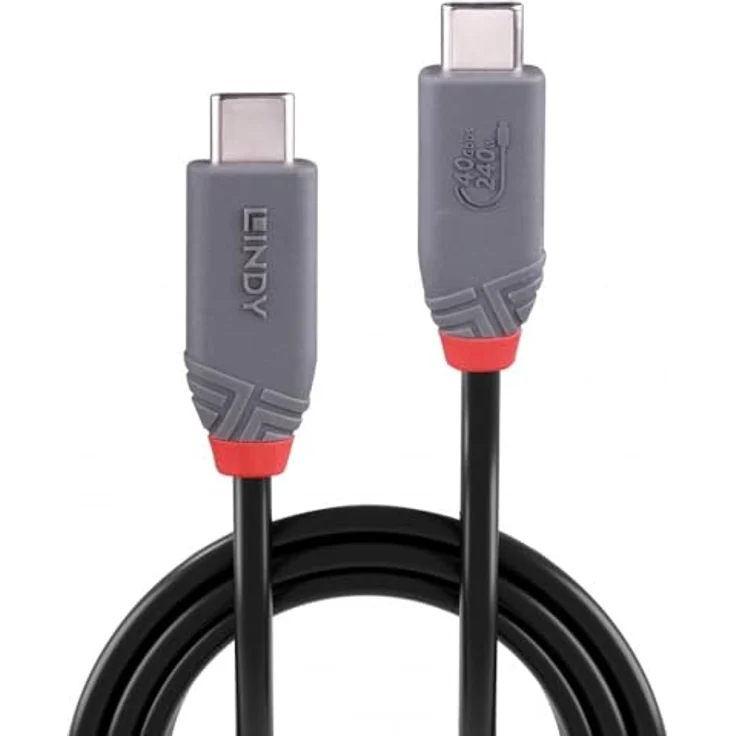Lindy 0.8m USB4 240W Typ C Kabel, 40Gbit/s, Anthra Line, doppelseitiger C Stecker, hoher Stromdurchsatz, 8K Display Unterstützung – Bild 2