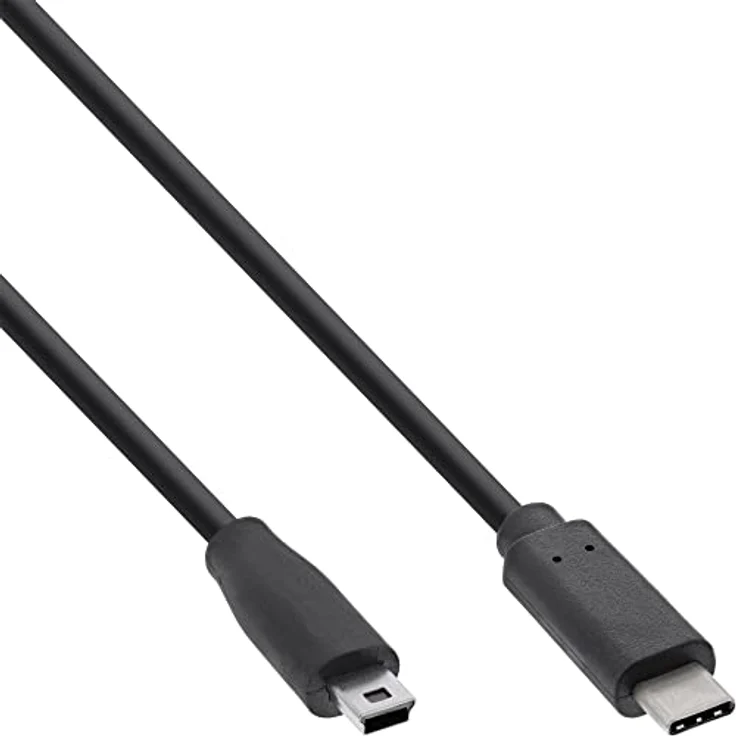 InLine - USB-Kabel - 5-poliger mini-USB (M) bis USB-C (M) - USB2.0 - 3 A - 1,0m - Schwarz (35751) – Bild 2
