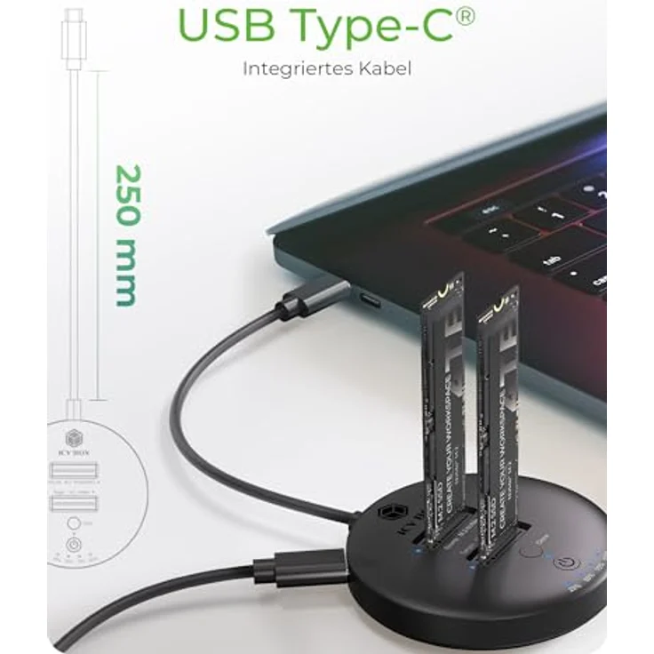 ICY BOX IB-1612MCL-C31 DockingStation für M.2 NVMe & SATA SSDs, Klonstation mit bis zu 10 Gbit/s, USB-C, werkzeuglose Installation, LED-Anzeige – Bild 5