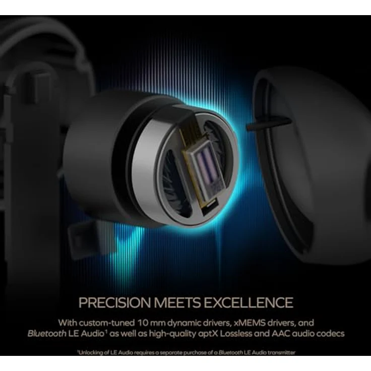 CREATIVE Aurvana Ace 2 Leichte, echte kabellose In-Ears mit Bluetooth LE Audio, aptX Lossless und xMEMS-Treiber, aptX Adaptive, Adaptive ANC, Umgebungsmodus, bis zu 24 Stunden Akkulaufzeit, Mikrofon – Bild 3